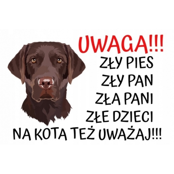 TABLICZKA OSTRZEGAWCZA (UWAGA ZŁY PIES) -Labrador